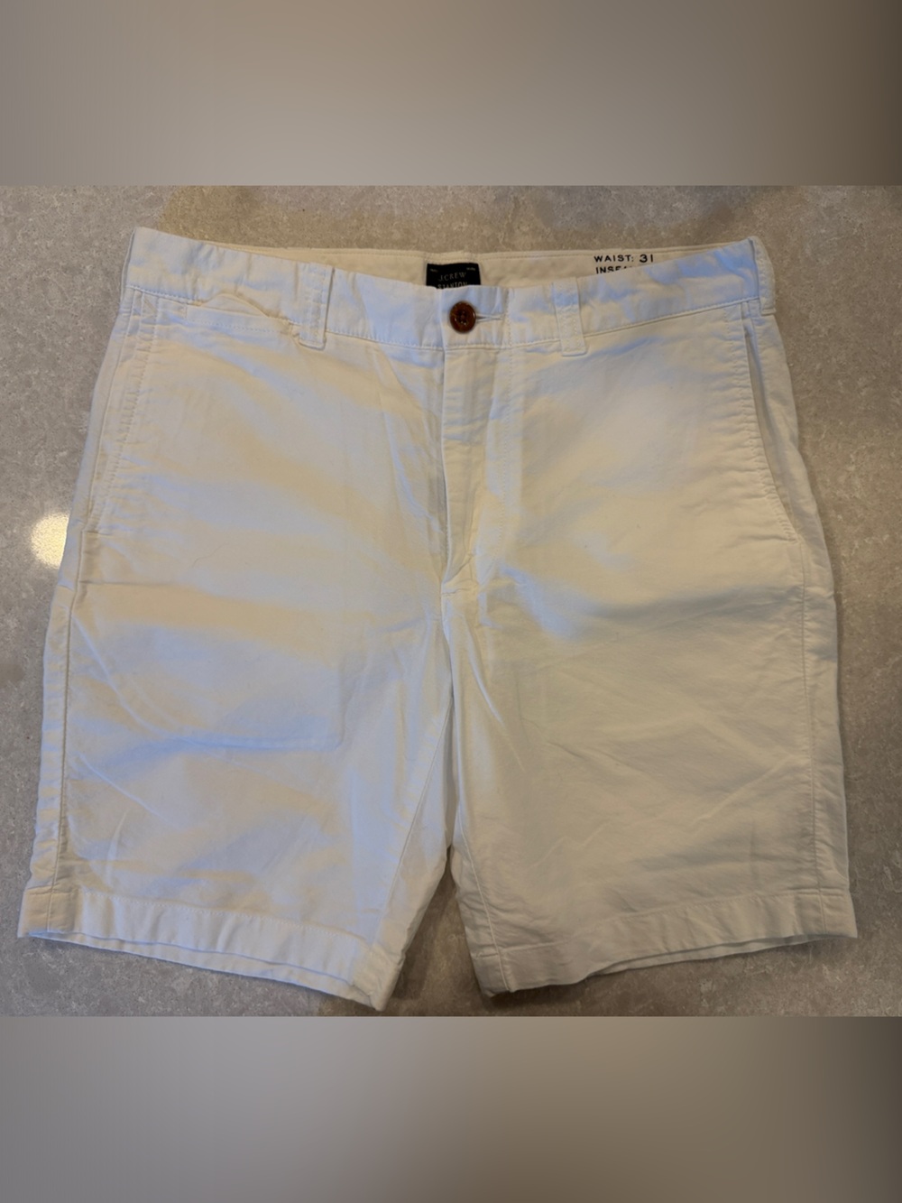 J. Crew Men's Stanton White Flat-Front Cotton Shorts